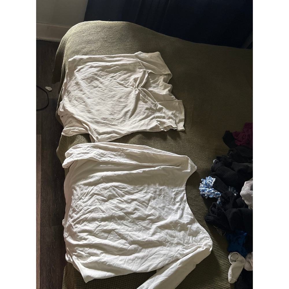 Old Navy Womens Bodysuits Set of 2 Cream Ribbed White Long Sleeve 3XL